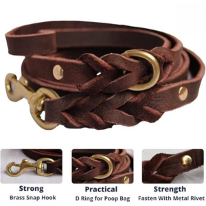 Training Leather Dog Leash - 6 ft - 1/2 in - #LLEASH_002 - Image 3