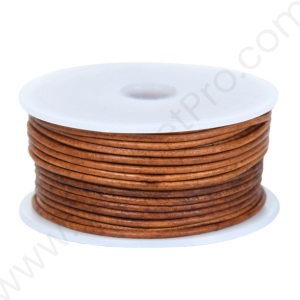 Round Leather Cord for Jewelry Making, Leather String Cord for Crafting, Necklace, Bracelets, Braiding, Wraps (Color-Tan Distressed) - #LCR_TND - Image 3