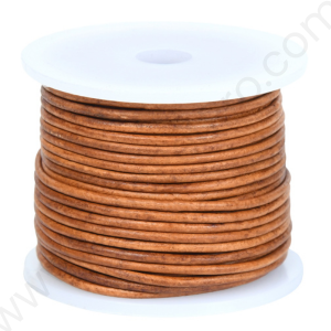 Round Leather Cord for Jewelry Making, Leather String Cord for Crafting, Necklace, Bracelets, Braiding, Wraps (Color-Tan Distressed) - #LCR_TND - Image 2