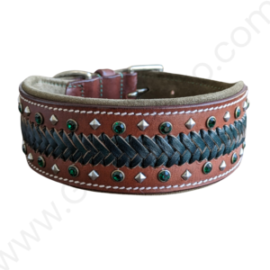 Leather Dog Collar Studded - #LCOLLAR_029