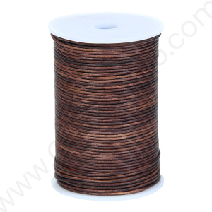 Round Leather Cord for Jewelry Making, Leather String Cord for Crafting, Necklace, Bracelets, Braiding, Wraps (Color-Brown Distressed) - #LCR_BRD